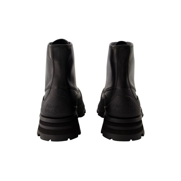 Alexander Mcqueen LaceUp Leather Boots Men black | black Ankle Boots - Picture 3 of 4